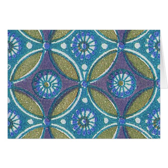 Bleu vert Rustique Boho Motif circulaire géométriq (Devant horizontal)