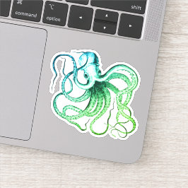 Bleu Vert Sticker Coupe Vinyl Octopus