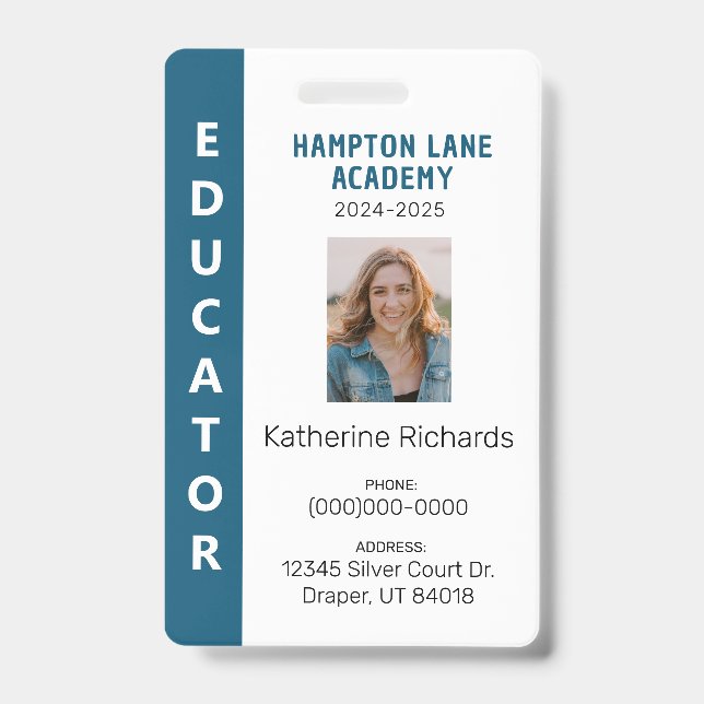 Bleu Vertical Stripe Homeschool Educator ID Badge (Avant)