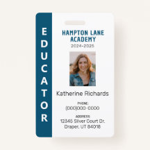 Bleu Vertical Stripe Homeschool Educator ID Badge