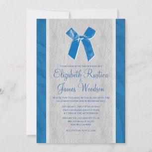 Bleu Vintage Bow & Linen Wedding Invitations