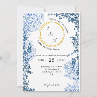 Bleu Vintage Mariage Invitation | Simple et élégan