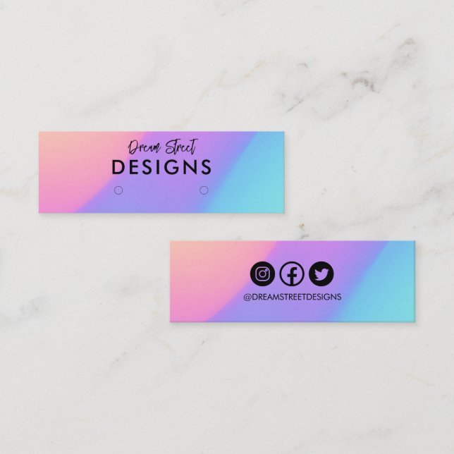 Bleu violet Logo Médias sociaux Écouter carte d'af (Devant / Derrière)