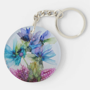 Bleu violet rose vert rose Art Floral