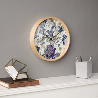 Bleu W. Morris Motif Horloge murale