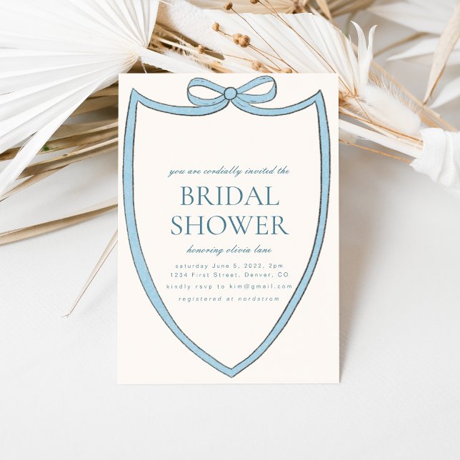 Bleu Whimsical Bow nuptiale douche Invitation (Créateur téléchargé)