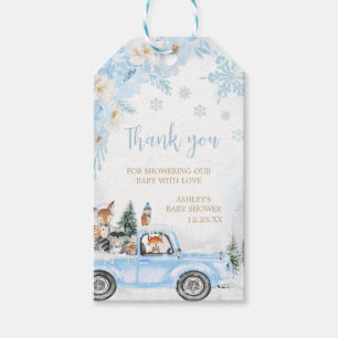 Bleu Winter Woodland Truck Favoriser les étiquette