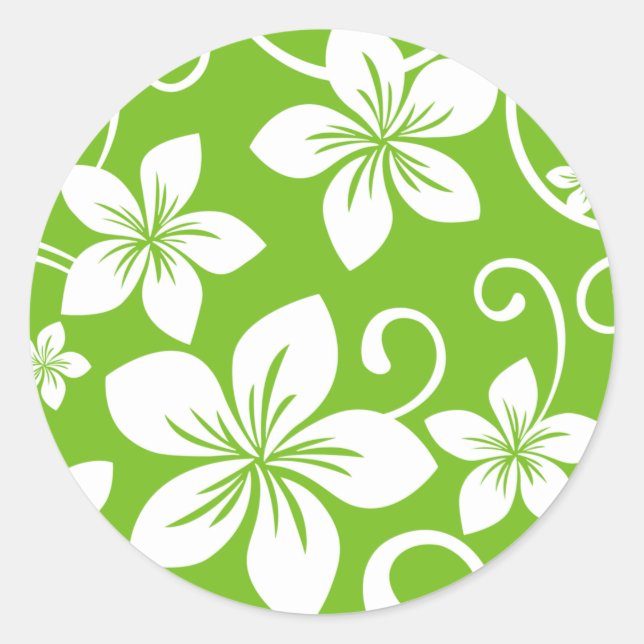 BLEUE HAWAII (LIME) STICKER ROND CLASSIQUE (Devant)