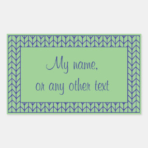 BLEUE VERT KNIT Rectangle Stickers Matte + Texte I