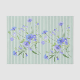 Bleuets bleus sur le papier de soie de soie floral