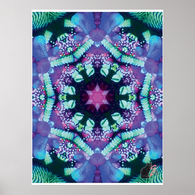Bleus Kinetic Collage Kaleidoscope Poster (Vorne)