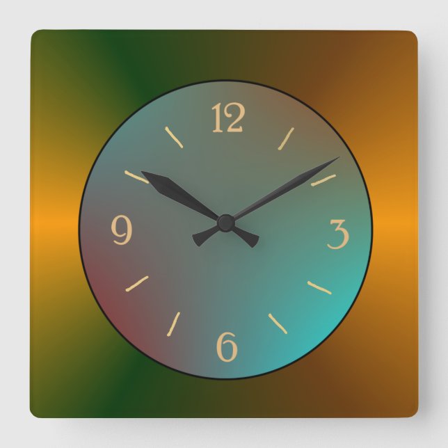 BleuVert Atmosphérique avec horloge de bordure or (Recto)