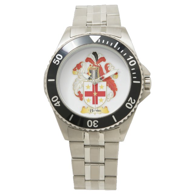 Blevins Familienwappen Mens Stainless Steel Watch Armbanduhr (Vorderseite)