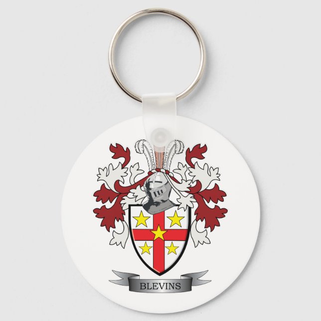 Blevins-Familienwappen-Wappen Schlüsselanhänger (Vorderseite)