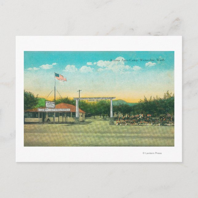 Blick auf Avenue Auto Camp Eingang Postkarte (Vorderseite)