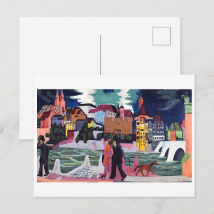 Blick auf Basel und den Rhein Kirchner Postkarte