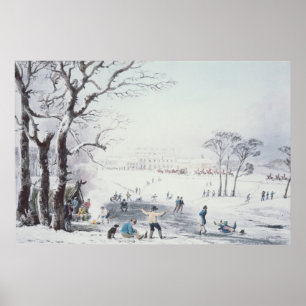 Blick auf Buckingham House, James Park im Winter Poster