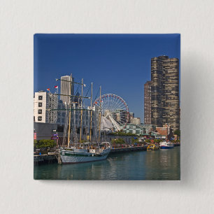 Blick auf Chicagos Marine Pier 2 Button