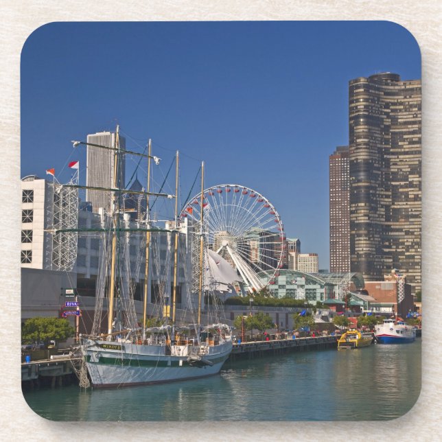 Blick auf Chicagos Marine Pier 2 Untersetzer (Vorderseite)