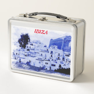Blick auf das alte Ibiza auf der Metallbox Metall Brotdose
