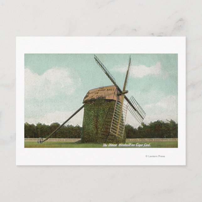 Blick auf das älteste Windrad auf Cape Cod Postkarte (Vorderseite)