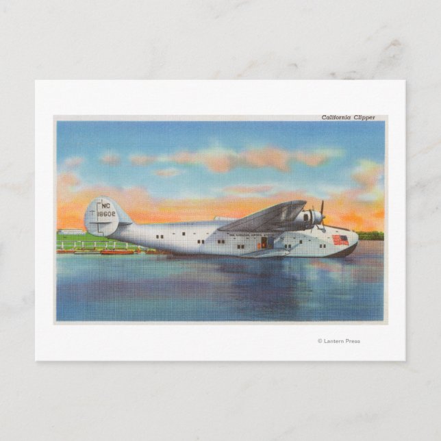 Blick auf das California Clipper-Flugzeug Postkarte (Vorderseite)