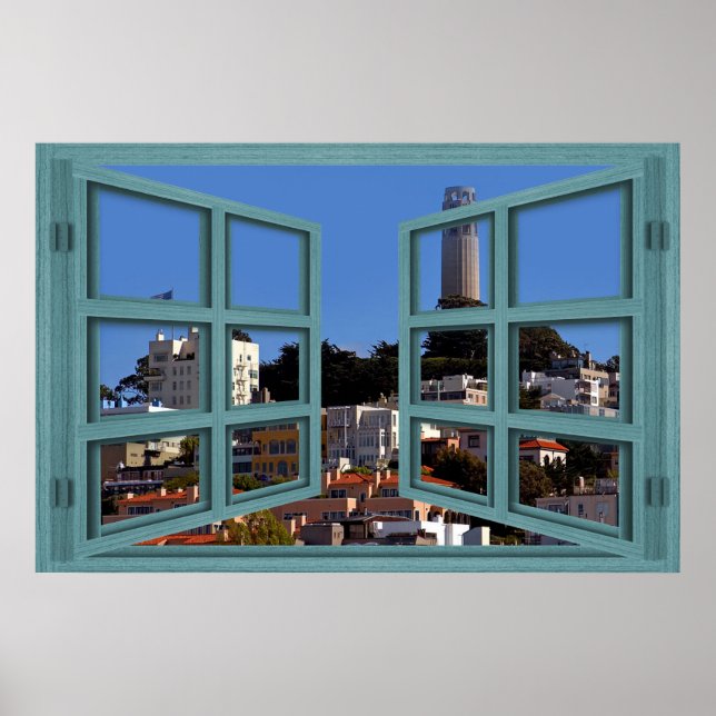 Blick auf das Coit Tower Window Poster (Vorne)