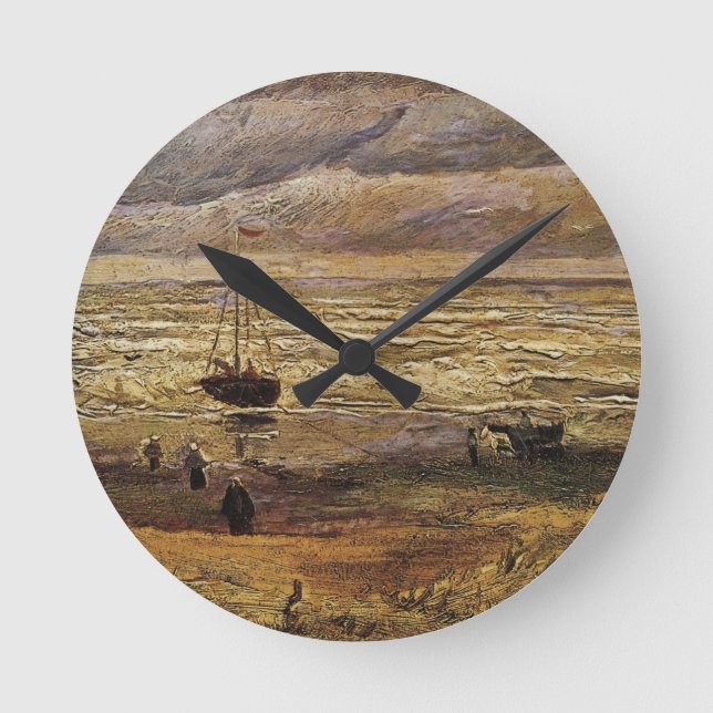 Blick auf das Meer in Scheveningen von Vincent van Runde Wanduhr (Vorderseite)