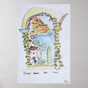 Blick auf das Mittelmeer Eze, Frankreich Poster