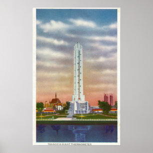 Blick auf das riesige Thermometer von Texaco Poster