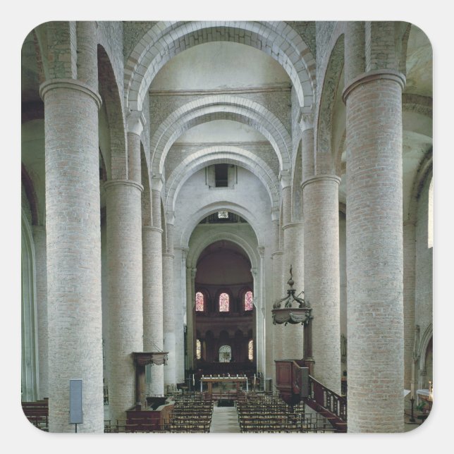 Blick auf das Schiff, Blick auf den Altar Quadratischer Aufkleber (Vorderseite)