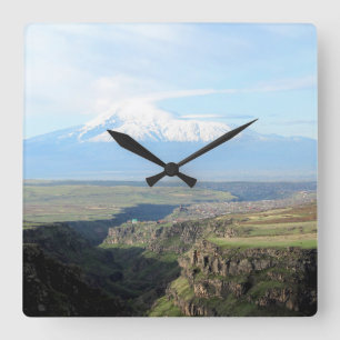 Blick auf den Berg Ararat von Armenisch-Seite Quadratische Wanduhr