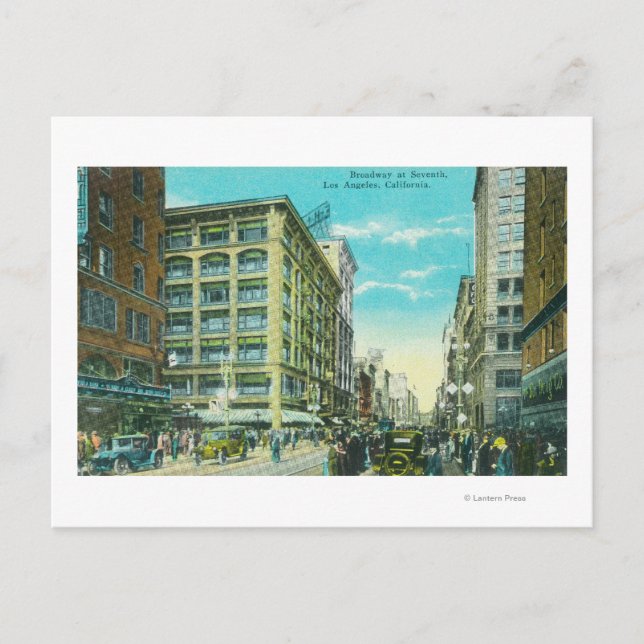 Blick auf den Broadway und die siebte Ecke Postkarte (Vorderseite)