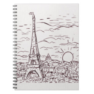 Blick auf den Eiffelturm in Paris Notizblock