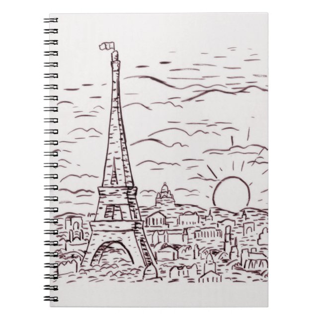 Blick auf den Eiffelturm in Paris Notizblock (Vorderseite)