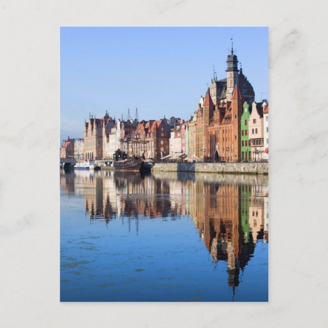 Blick auf den Fluss Danzig in Polen Postkarte (Vorderseite)