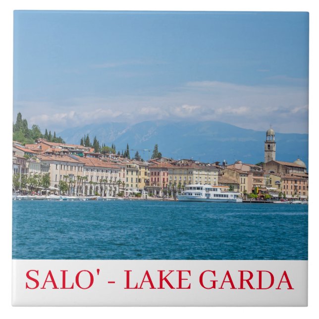 Blick auf den Gardasee Salo Keramik Fliese (Vorderseite)