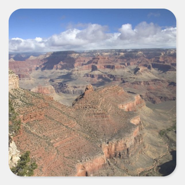 Blick auf den Grand Canyon, Arizona, Quadratischer Aufkleber (Vorderseite)