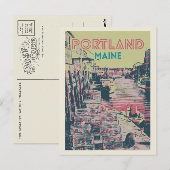 Blick auf den Hafen Portland Maine USA Postkarte (Vorne/Hinten)
