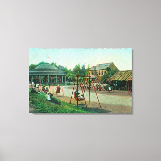 Blick auf den Kinderspielplatz am Goldenen Tor Leinwanddruck (Vorderseite)