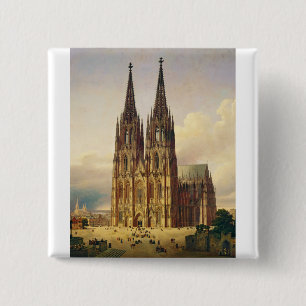 Blick auf den Kölner Dom gotische Majestät Button