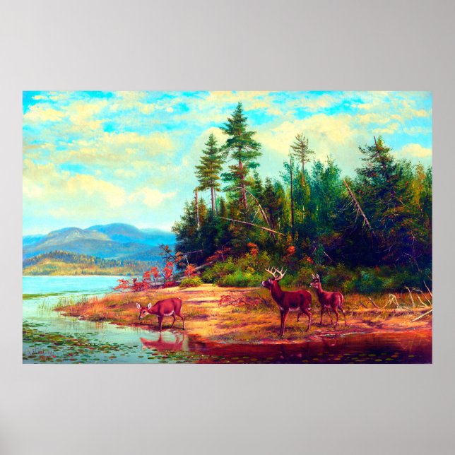 Blick auf den Long Lake Arthur Fitzwilliam Tait 18 Poster (Vorne)