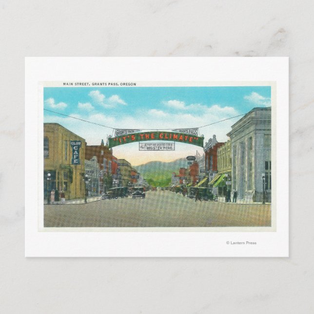 Blick auf den Main StreetGrants-Pass, OR Postkarte (Vorderseite)