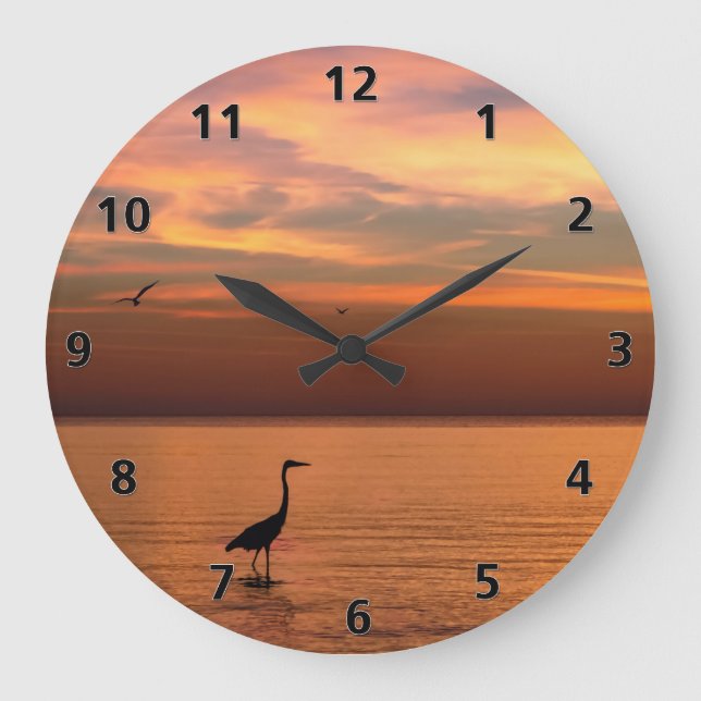 Blick auf den Ozean bei Sonnenuntergang Große Wanduhr (Vorderseite)