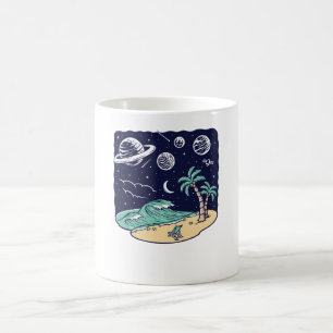Blick auf den Strand bei Nacht Kaffeetasse