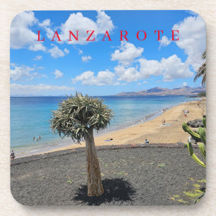 Blick auf den Strand von Lanzarote Untersetzer