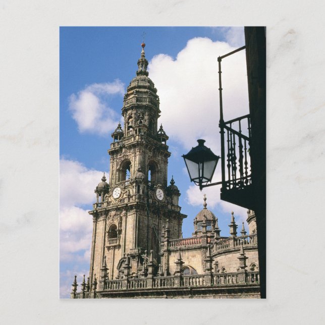 Blick auf den Uhrturm an der Ecke Postkarte (Vorderseite)