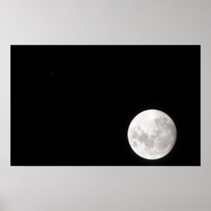 Blick auf den Vollmond, zeigt auch Mars Poster