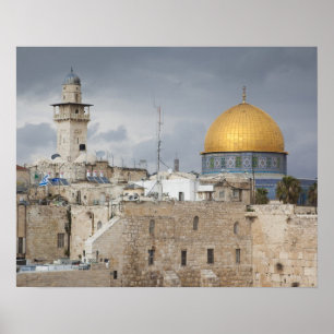 Blick auf den Western Wall Plaza, später Nachmitta Poster