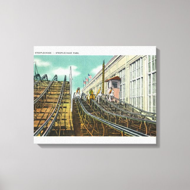 Blick auf die Achterbahnfahrt der Steeplechase Leinwanddruck (Vorderseite)